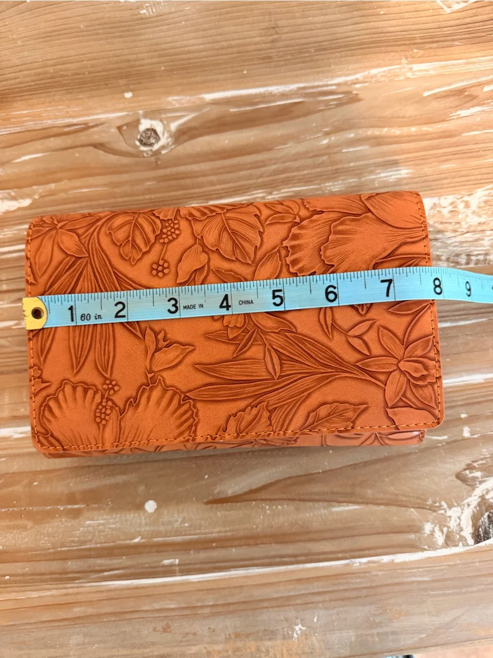 NWT Save the Girls Floral Embossed Camel Vegan Leather Crossbody Clutch